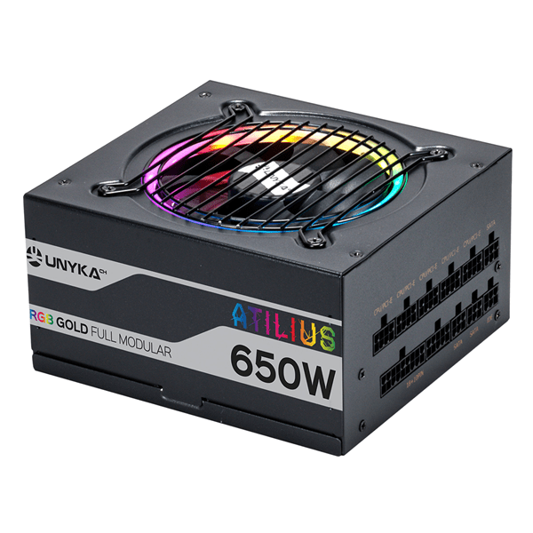 unyka  atx atilus rgb black 650w 650w 12 cm 80 plus goldfully-modular
