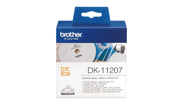 BROTHER Rollo de Etiquetas Plasticas para CD/DVD de 58mmx58mm de 100 Uds.