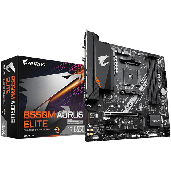 gigabyte amd  b550m aorus elite placa base - procesadores amd ryzen 5000, vrm de 5+3 fases, hasta 4733 mhz ddr4, 1xpcie 4.0 + 1xpcie 3.0 m.2, lan 1gbe