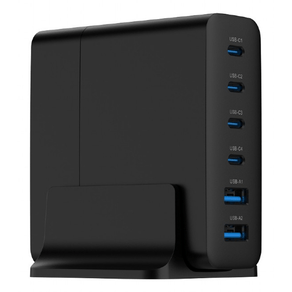 CARGADOR-RAPIDO-GEMBIRD-USB-GAN-DE-6-PUERTOS-75-W-NEGRO