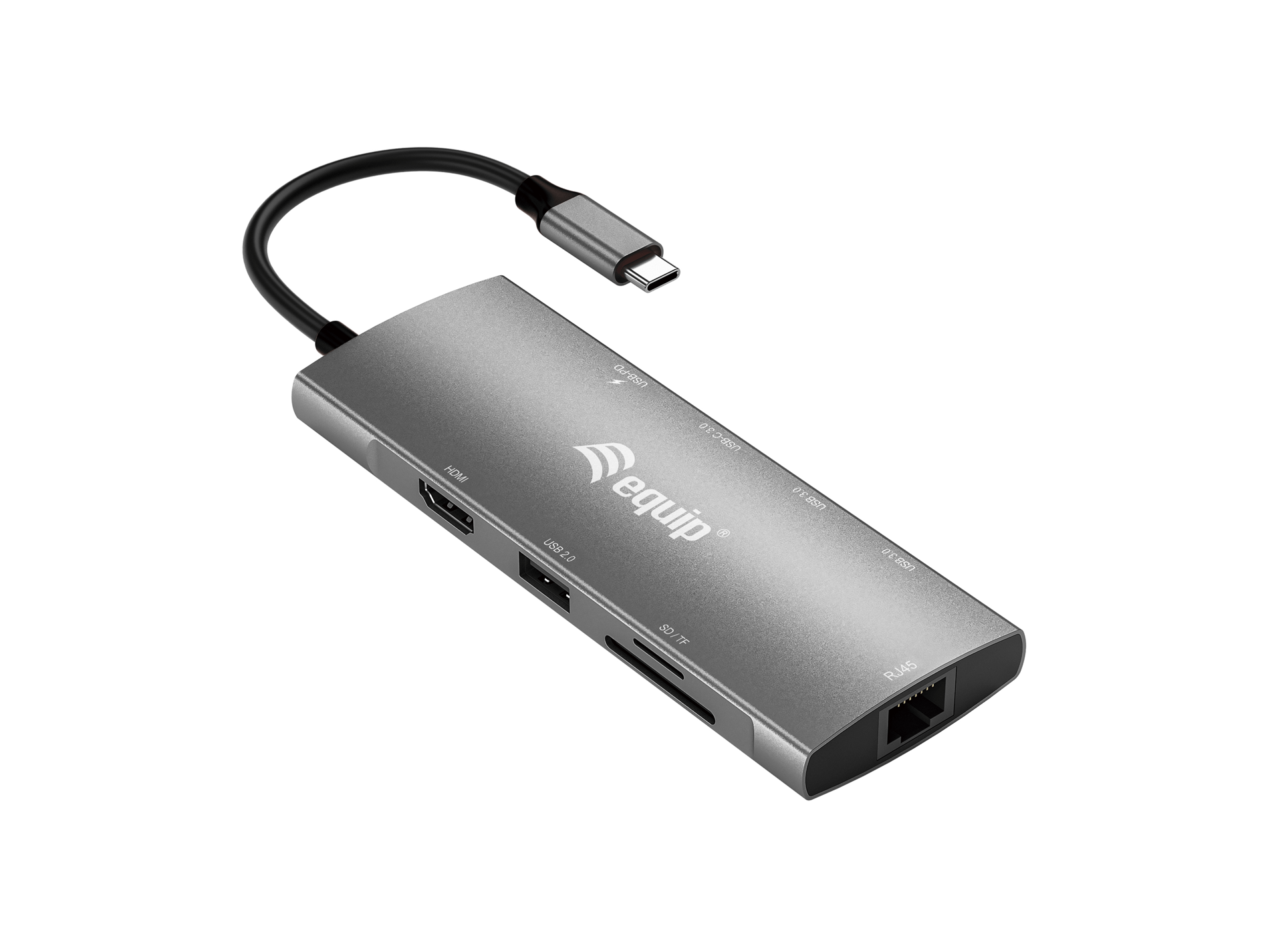 ADAPTADOR USB-C 9EN1 EQUIP HDMI 4K USB-C DATOS USB-A 5GB/S X2 USB-C CARGA MAX 100W RJ45 GIGABIT LECTO DE TARJETAS