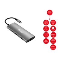 Miniatura 4 de ADAPTADOR USB-C 9EN1 EQUIP HDMI 4K USB-C  DATOS  USB-A 5GB/S X2  USB-C CARGA MAX 100W RJ45 GIGABIT LECTO DE TARJETAS