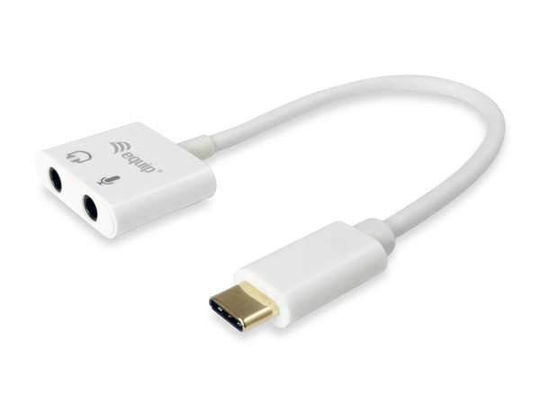 CABLE ADAPTADOR USB-C A AUDIO 2 JACK 3.5MM HEMBRA PARA AURICULAR Y MICROFONO