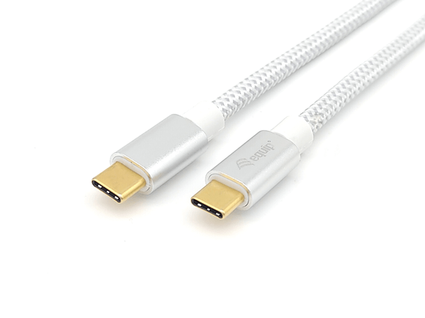 CABLE USB-C MACHO USB-C MACHO USB 3.2 0.5M TRANSFERENCIA 10G 5A (100W) COLOR BLANCO