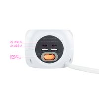 Miniatura 4 de REGLETA NANO CABLE 10.37.0001 3TOMAS+4USB C/INTERRUPTOR BLANCO