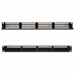 PANEL PARCHEO 24P CAT.6 UTP 19 1U DUAL IDC, NEGRO