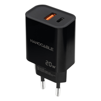 Miniatura 1 de Nanocable Cargador USB-C/PD+USB-A/QC 20W Negro