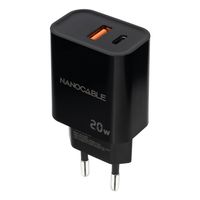 Miniatura 2 de Nanocable Cargador USB-C/PD+USB-A/QC 20W Negro