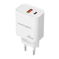 Miniatura 1 de CARGADOR USB PARED NANO CABLE USB-C/PD + USB-A/QC 20W BLANCO