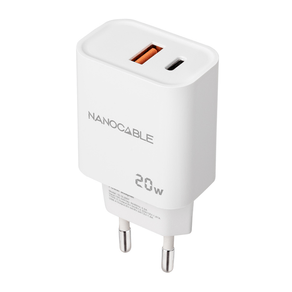 CARGADOR-USB-PARED-NANO-CABLE-USB-C-PD---USB-A-QC-20W-BLANCO