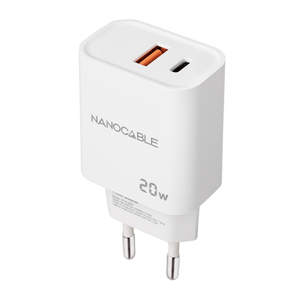 CARGADOR-USB-PARED-NANO-CABLE-USB-C-PD---USB-A-QC-20W-BLANCO