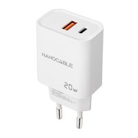 Miniatura 2 de CARGADOR USB PARED NANO CABLE USB-C/PD + USB-A/QC 20W BLANCO