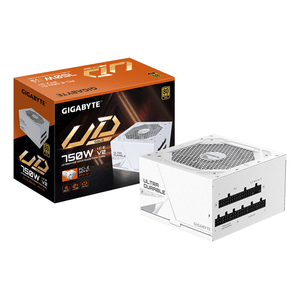 Fuente Alimentación 750W GIGABYTE  UD750GM PG5 V2 ICE Fuente de Alimentación – PCIe Gen 5.1, 80 PLUS Gold, Diseño completamente modular, Ventilador de 120 mm, Compatible con ATX 3.1, Enchufe EU 80 PLUS Gold Fully-Modular Blanco