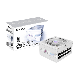 Fuente Alimentación 1000W GIGABYTE  AORUS ELITE P1000W ICE Fuente de Alimentación - PCIe 5.0, 80 PLUS Platinum, Diseño completamente modular, Ventilador de 120 mm, Compatible con ATX 3.0, Enchufe UE 80 PLUS Platinum Fully-Modular Blanco