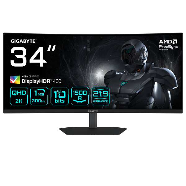 MONITOR GIGABYTE 34" G34WQC2,CURVO,VA,3440X1440,0.23PP,4000:1,1MS,200HZ,2HDMI+2DP,ALTAVOCES