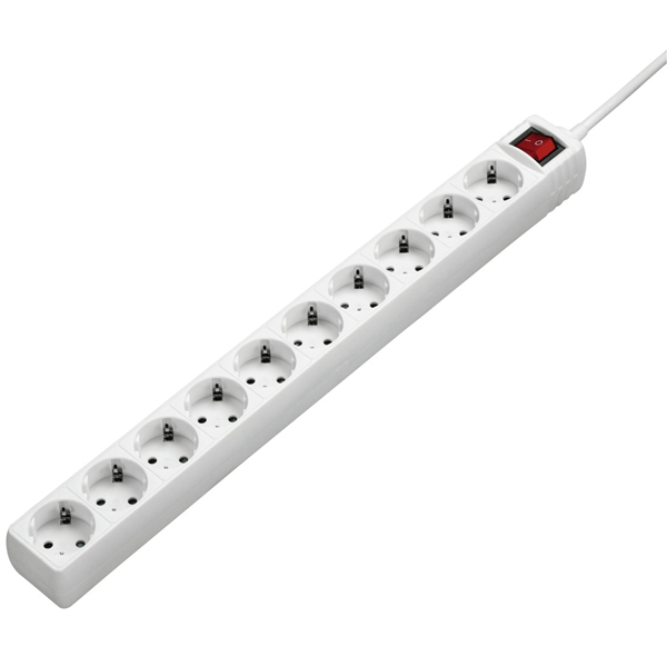Hama regleta 10 Tomas Interruptor 3m Blanca