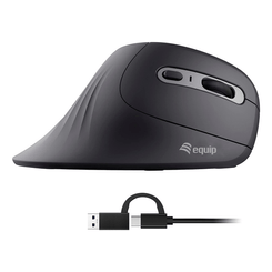 MOUSE VERTICAL EQUIP ERGONOMICO USB-C & USB-A 6 BOTONES 7200DPI  COLOR NEGRO