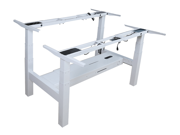 MESA ELECTRICA ERGONOMICA DOBLE "CARA A CARA" ALTURA REGULABLE SIN TABLERO COLOR ESTRUCTURA BLANCO C