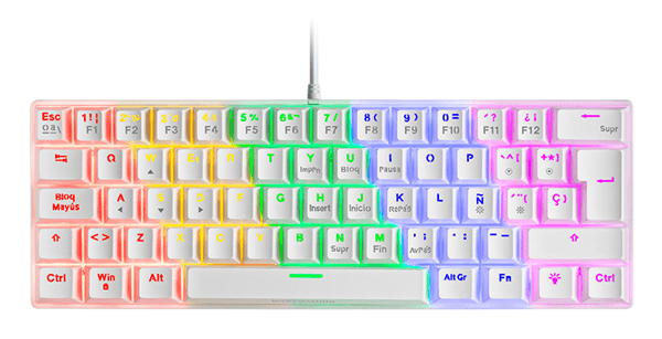 TECLADO MECANICO ULTRA COMPACTO MARS GAMING MK60BR ITALIANO WHITE SWITCH MARRON PR DE 100Hz