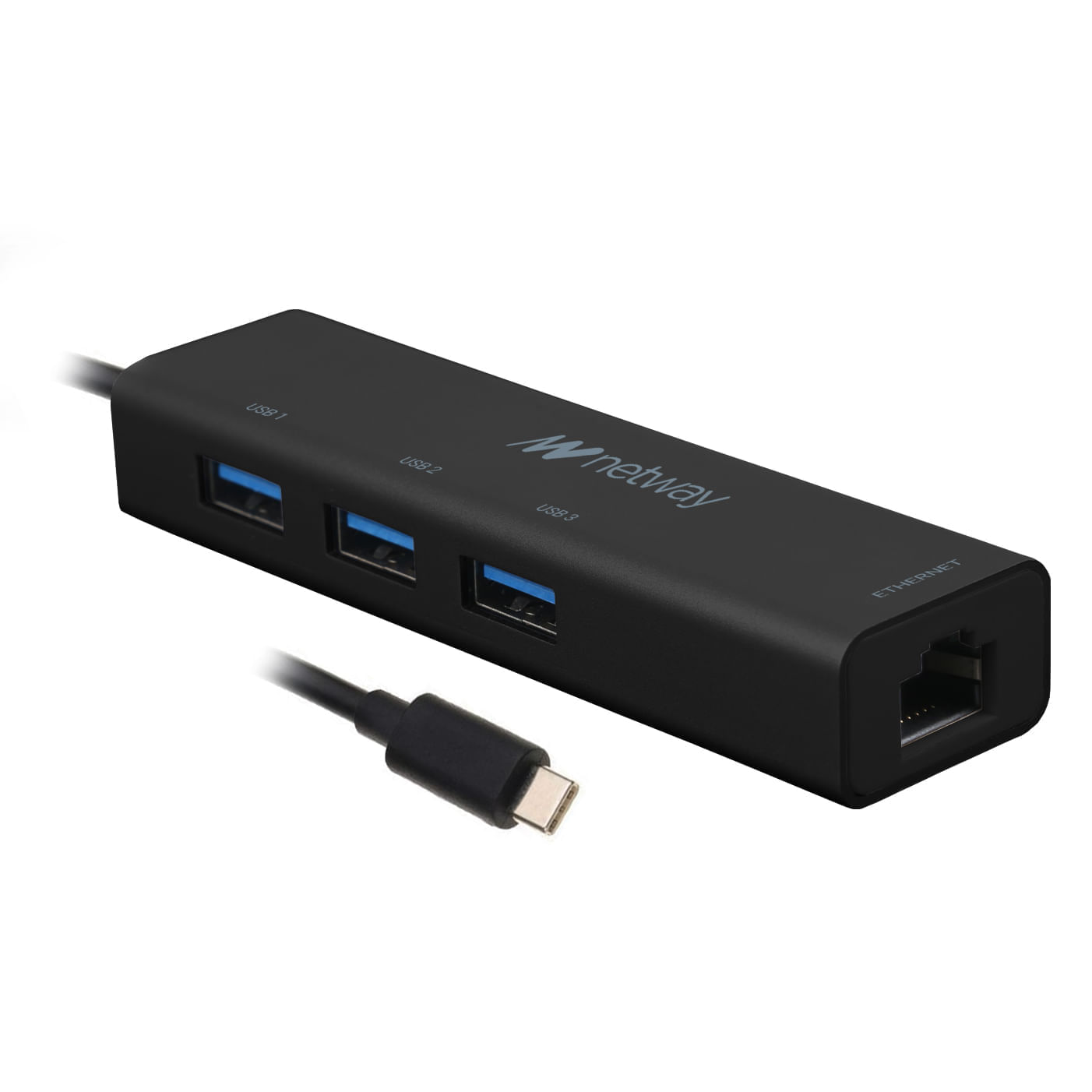 Hub NETWAY tipo C 3 puertos USB 3.0 + RJ45