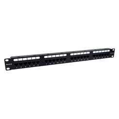 PHASAK  Patch panel 19" 24P PHASAK Cat.6 UTP RJ45 DUAL 1U + Organizador - PU 2424  Negro
