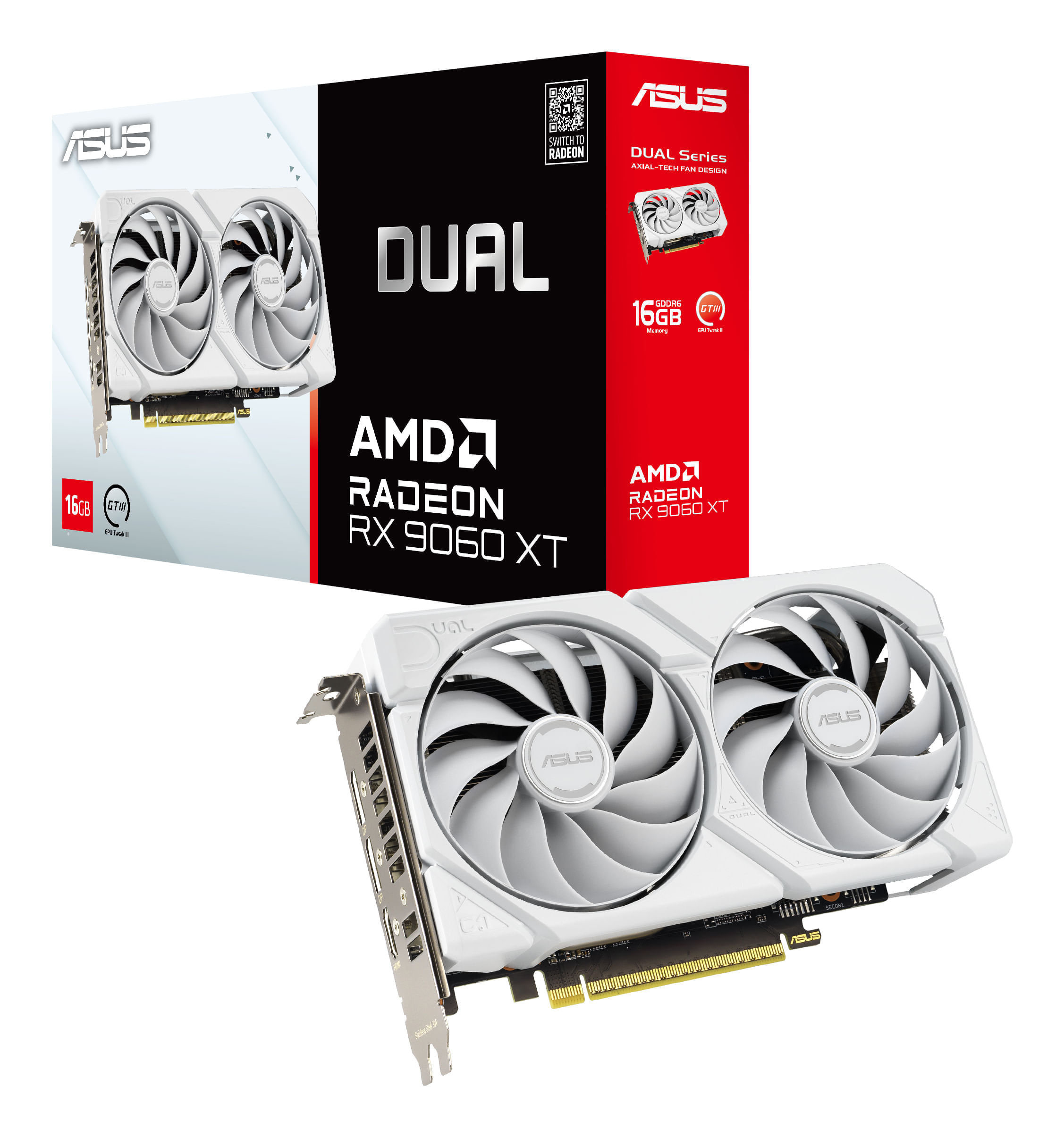 Tarjeta Gráfica AsusRadeon RX 9060 XT GDDR6 16GB Blanco