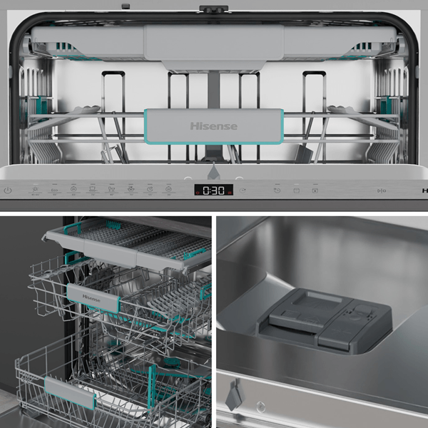 LAVAVAJILLAS 60 CM HISENSE HV16A A 16 CUBIERTOS NEGRO