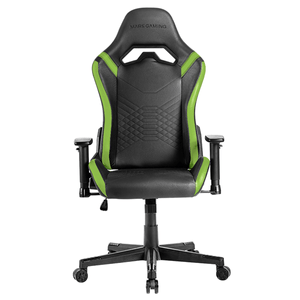 SILLA GAMER MARS GAMING MGCPROBG NEGRA CON DETALLE VERDES BRAZOS REGULABLES EN ALTURA RECLINABLE 135º COJINES ERGONOMICOS SOFT-TOUCH RUEDAS XL