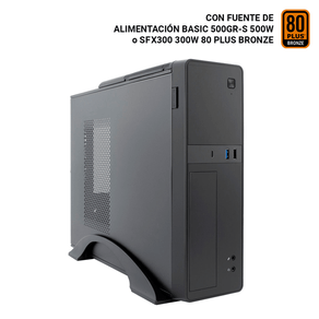Caja COOLBOX  COOLBOX CAJA MATX SLIM T310 USB-C 3.2 GEN1 + MULTILECTOR SD FTE 300SBZ 80+BRONZE  Negro Incluye Fuente