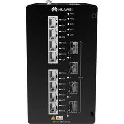S5735I-S8U4XN-V2 (8 10/100/1000BASET PORTS, 410GE SFP  PORTS, POE, DIN RAIL MOUNTING, DUAL REDUNDANT 54 TO 57V DC POWER, FANLESS)