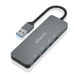 AISENS Hub USB 3 2 Gen2 10G USB A  USB A M 2xUSB C H 2xUSB A H  Gris  15cm