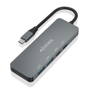 AISENS Hub USB 3 2 Gen2 10G USB C  USB C M 2xUSB C H 2xUSB A H  Gris  15cm