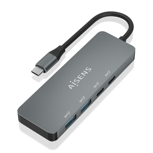 AISENS Hub USB 3 2 Gen2 10G USB C  USB C M 2xUSB C H 2xUSB A H  Gris  15cm
