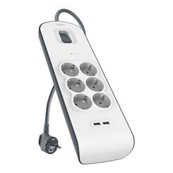 REGLETA ALIMENTACION BELKIN BSV604VF2M-V2 PROTECCI??N CONTRA SOBRET 6 TOMAS + 2 USB- A 2,4 BOTON