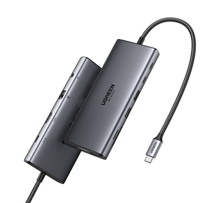 UGREEN-HUB-11-IN-1-USB-C-TO-3XUSB-C-2X-USB-A--HDMI-VGA-RJ45-SD-TF-3.5-MM---GREY