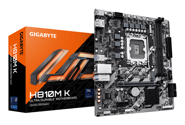 GIGABYTE Intel H810M K Placa Base – Procesadores Intel Core Ultra (Serie 2), VRM de 3+1+2 fases, hasta 6400 MHz DDR5, 1 x M.2 PCIe 4.0, LAN 1 GbE, US