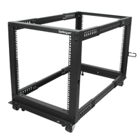 Miniatura 1 de STARTECH  Rack de Marco Abierto con Profundidad Ajustable de 4 Columnas 12U y 19 Pulgadas con Ruedas/Niveladores y Anillas de Gestión de Cableado - Ar