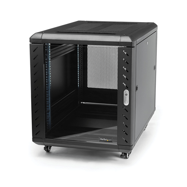 STARTECH Armario Rack Cerrado para Ensamblar de 12U 36" Pulgadas con Rodamientos Negro