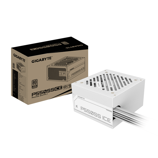Fuente Alimentación 550W GIGABYTE P550SS ICE Fuente de Alimentación - PCIe 5.0, 80 PLUS Silver, Ventilador de 120 mm, Compatible con ATX 3.0, Enchufe