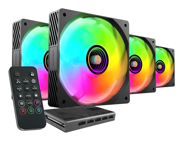 KIT 4xVENTILADOR INTERNO ARGB MARS GAMING MF3DPROKIT NEGRO 120mm ARGB HUB RF REMOTE