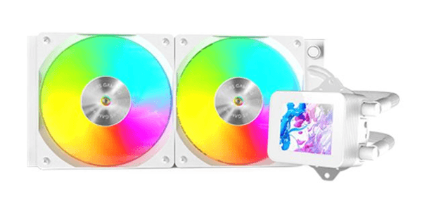 SISTEMA DE REFRIGERACION LIQUIDA MARS GAMING MLVISION240W BLANCO 2x120mm ARGB TPD 500W PANTALLA LCD