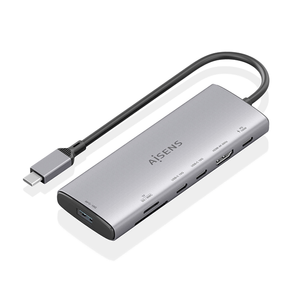 AISENS-USB-C-Dock-7-en-1--USB-C-a-1xHDMI--1xUSB-A-10G--2xUSB-C-10G--1xSD--1xMicroSD--1xUSB-C-PD-100W--Gris--20cm
