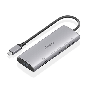 AISENS-USB-C-Dock-7-en-1--USB-C-a-1xHDMI--1xUSB-A-10G--2xUSB-C-10G--1xSD--1xMicroSD--1xUSB-C-PD-100W--Gris--20cm