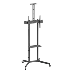 AISENS Soporte De Suelo Eco Con Rueda  Bandeja Para DVD Y Soporte De C  mara Para Monitor TV 45kg De 37 70  Negro