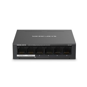 SWITCH-POE--NO-GESTIONABLE-MERCUSYS-MS106LP-6P-10-100-CON-4P-POE--30W-ETHERNET-MINI-DESKTOP