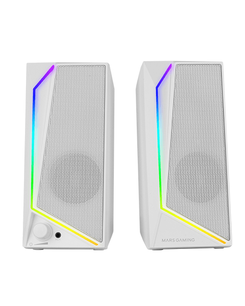 ALTAVOCES 2.0 MARS GAMING MS72W WHITE 15W JACK 3.5mm ILUMINACION RGB CONTROL DE VOLUMEN ENTRADA JACK