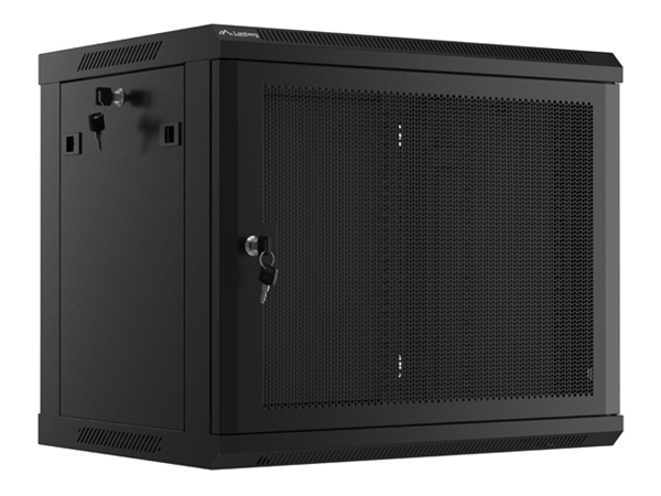 ARMARIO LANBERG 9U 600X450 CON PUERTA PERFORADA RACK 19 H-60 KG NEGRO FLAT PACK