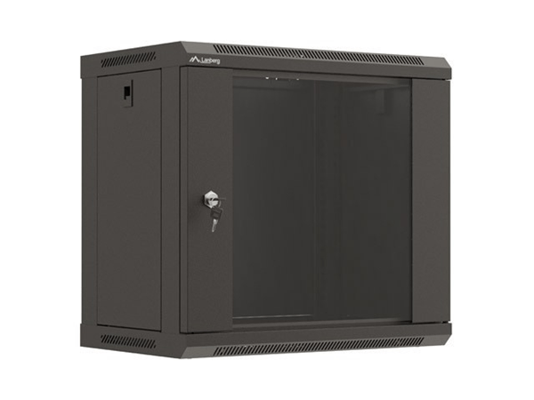 ARMARIO LANBERG MURAL RACK 19" 9U 540X350 FLAT PACK NEGRO PUERTA CRISTAL