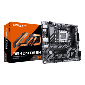 Placa-AMD--GIGABYTE-B840M-DS3H-Placa-base---Procesadores-AMD-Ryzen-9000-VRM-de-8-2-2-fases-hasta-8200-MHz-DDR5-2xPCIe-4.0-M.2-LAN-2.5GbE-USB-3.2-Gen-1-Socket-AM5