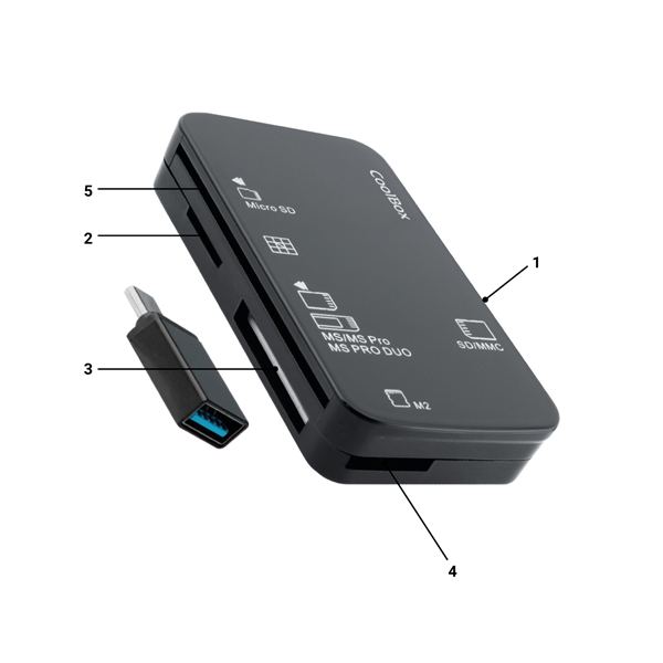 CARD READER EXTERNO COOLBOX CRE4AC USB 3.0 SD/SDHC/SDXC MICROSD/TFLASH MS DNIe 4.0 ADAPTADOR USB-C
